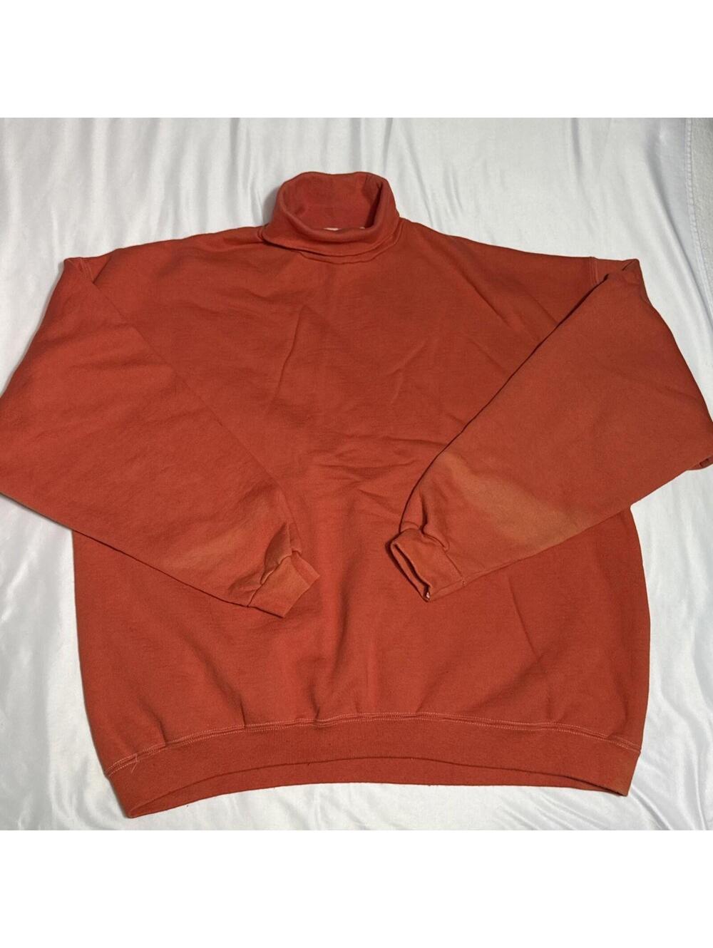 1990’s Tultex Mock Neck Sweat Shirt Size XL Orange Pullover Vintage Retro Grunge